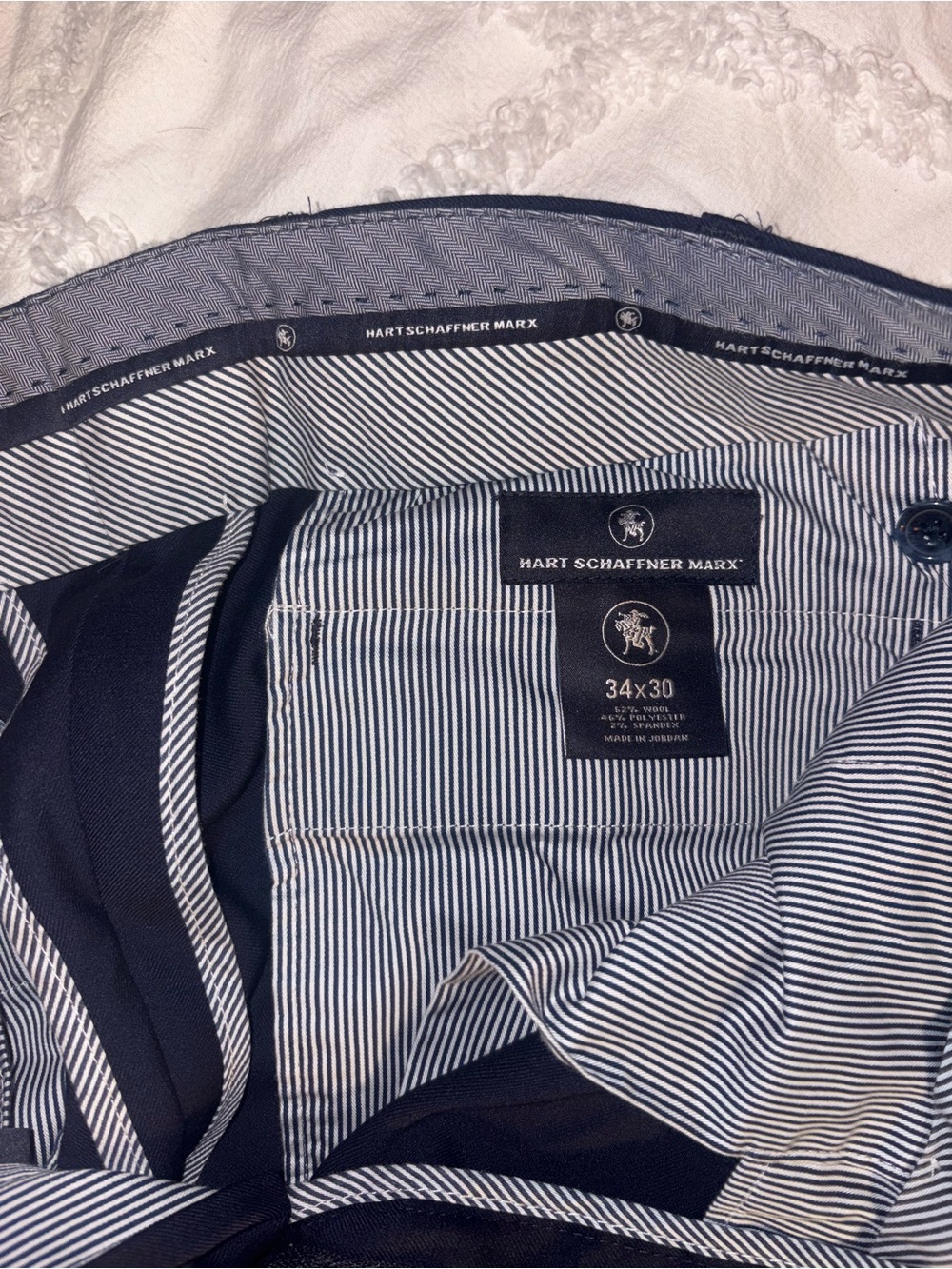 Hart Schaffner Marx Navy and White Pinstripe Dress Shirt